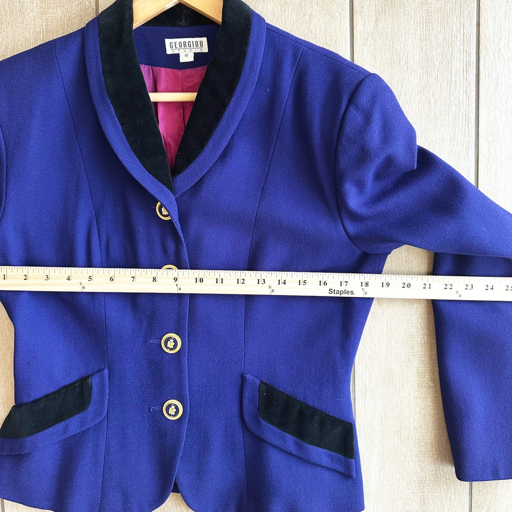 VTG Georgiou Studio Worsted Wool Blazer Womens 10 Preppy Old Money Equestrian - Picture 7 of 9